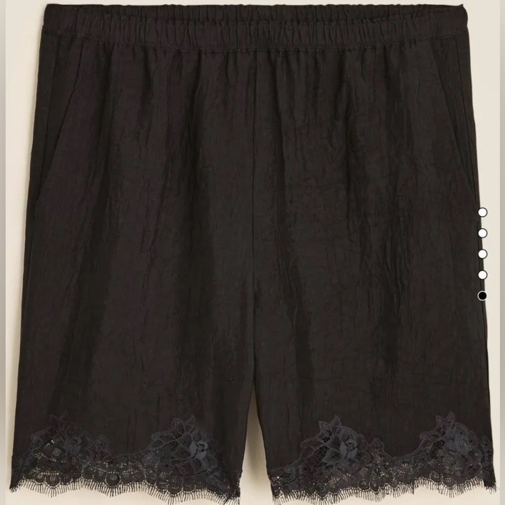 Jcrew 5" Stratus lace-trim short in textured satin